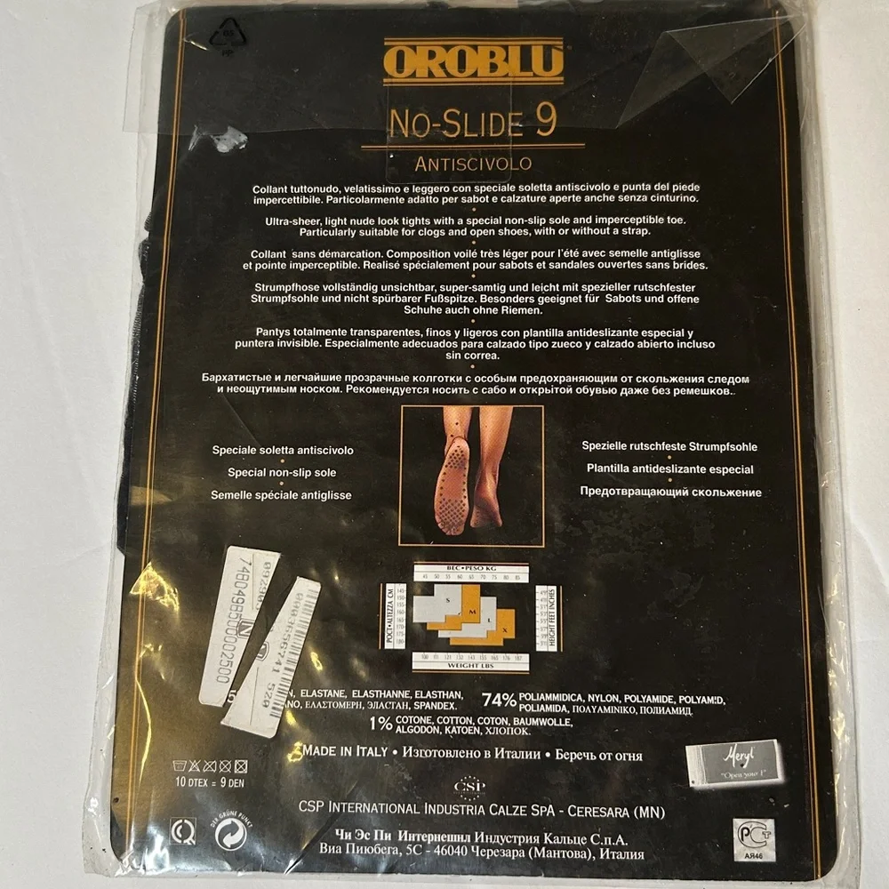 Italian Made Pantyhose No Slide M Black A-27